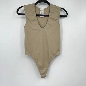 Athleta AURORA BODYSUIT woman’s size medium ribbed tan
